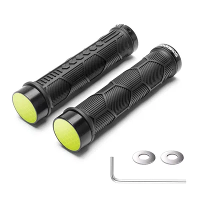 Immagine prodotto di ROCKBROS Manopole per manubrio in gomma, manopole antiscivolo ed ergonomiche per bicicletta, in alluminio, design Lock-On con elementi riflettenti