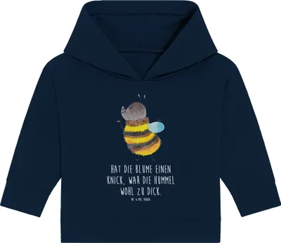 Produktbild von Mr. & Mrs. Panda Organic Baby Hoodie Hummel flauschig 24. - 36. Monat - French Navy - Geschenk, Blume, Kapuzensweatshirt, Kapuzenshirt, Natur, Lustige Sprüche, Biene