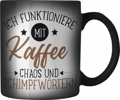 Produktbild von Trendation - Lustige Farbwechsel Zauber-Tassen Für Frauen Männer Sprüche Geschenk Spruch für Büro Vater Geschenk (Schwarz)
