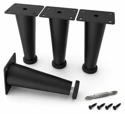 Image de Lot de 4 pieds de meuble noirs de 15 cm pour table