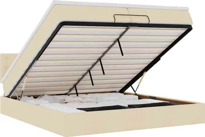 Immagine prodotto di vidaXL Letto ottomano con materassi e LED in tessuto crema 200x200 cm