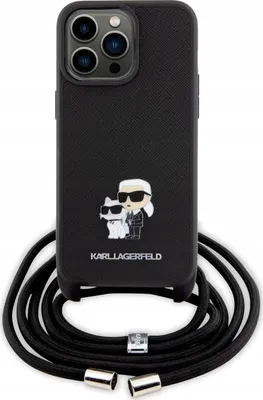 Immagine prodotto di Karl Lagerfeld Klhcp15Xsakcpsk Custodia rigida per Iphone 15Pro Max 6.7 Czarny/Black Crossbody Saffiano Metal Pin Karl & Choupette