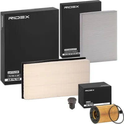 Produktbild von RIDEX Filterset Inspektionspaket Filtersatz für VW Golf IV Schrägheck (1J1) Multivan V (7HM, 7HN, 7HF, 7EF, 7EM, 7EN)