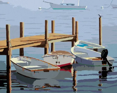 Produktbild von Zuty - Malen nach Zahlen - BOOTE IM HAFEN (ROBERT JOHNSON), 40x50 cm, ohne Keilrahmen
