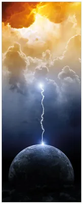 Produktbild von Wallario Premium Glasbild, freischwebende Optik, kräftige Farben, Größe 80 x 32 cm Motiv Gewitter über der Erde