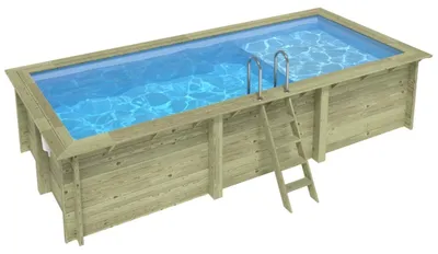 Produktbild von Pool AQUA 6.1 x 2.85 - H.1.31 m mit Liegefläche, hellblau, mit Stahlprofilen zum Einbetonieren