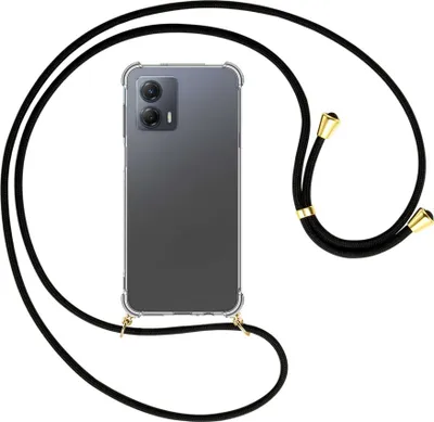 Produktbild von Handykette Backcover-Schutzhülle mit Band (Metall goldfarben) für Motorola Moto G53 5G (6.5'') - schwarz