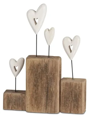 Produktbild von Dekoobjekt Block mit 4 Herzen 20x25cm aus Natur-Holz