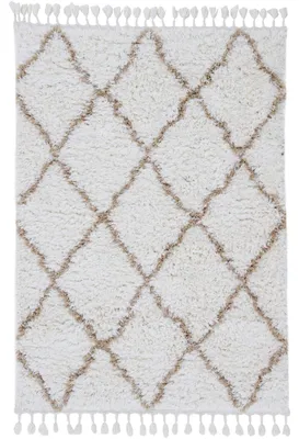 Produktbild von Hochflorteppich Eddy Beige 120x170 cm Floral | Moderner Teppich für Wohn- und Schlafzimmer