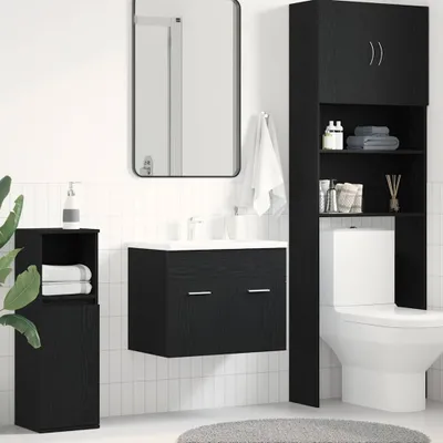 Produktbild von Möbel Waschbeckenunterschrank Schwarz Eichen-Optik 60x38,5x46 cm - Badezimmer &22931