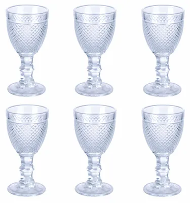 6 Likörgläser 50 ml, Glas, Diamantlook, transparent
