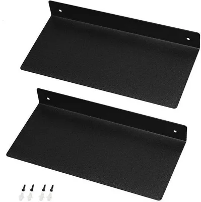 Obrázek produktu pro Černý kovový regál 30 cm, 2dílný, montáž na zeď