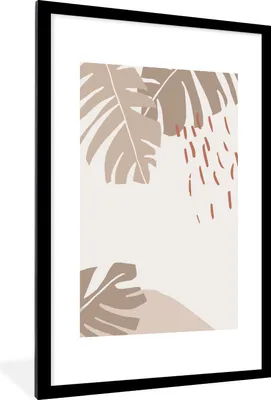 Produktbild von MuchoWow® Gerahmtes Poster Sommer - Tropisch - Blatt 60x90 cm - Poster mit Schwarzem Bilderrahmen Wandposter Rahmen Foto Bilder - Dekoration - Wandposter Wohnzimmer - Hochwertig