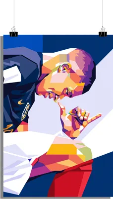 Produktbild von Fußball Poster - Kylian Mbappe Poster - Sport Poster - Pop Art Poster - 61x91cm - Perfekt zum Einrahmen