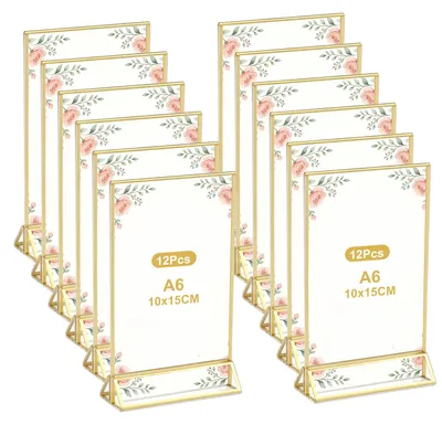 12er Set Tischaufsteller A6 Acryl Menükartenhalter T-Ständer