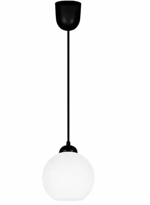 Productafbeelding van Moderne hanglamp met één lichtpunt, zwart, met witte glazen kap – Hanglamp E27, gemaakt van metaal en opaalglas (N-KDE-Z1), AI-gegenereerde afbeelding
