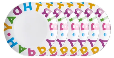 Produktbild von 6er Set Kuchenteller Porzellan Ø20cm Geburtstag -HAPPY BIRTHDAY- Servierteller Deko Teller Herzlichen Glückwunsch | für Geburtstagsfeier & Party Dekoration