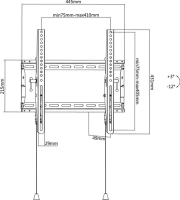 Image de Support TV mural Pro TILT (M), support pour téléviseurs de 32 à 55 pouces (81-140 cm), inclinable jusqu'à 70 kg.