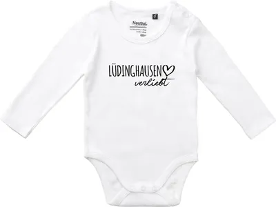 Produktbild von Huuraa Baby Body Lüdinghausen verliebt 62 White  Baumwolle Fairtrade Langarmbody Geschenkidee