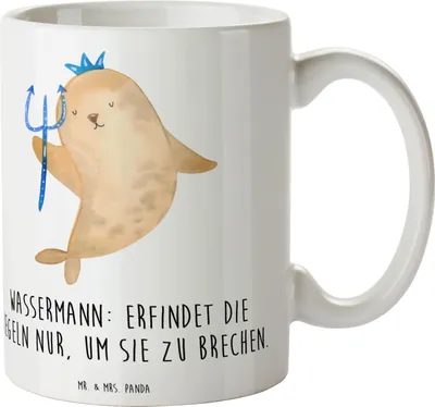 Produktbild von Mr. & Mrs. Panda Kaffeetasse Wassermann Freigeist - Weiß - Geschenk, Tierkreiszeichen, Horoskop, Kreativität, Rebellion, Tasse, Kaffeebecher, Regelbruch, Geschenke, Pott