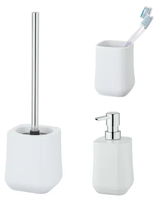 Produktbild von Schöner Wohnen Keramik Bad-Accessoire Set Adine Weiß WC-Garnitur Seifenspender Zahnputzbecher