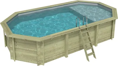 Produktbild von Pool NEMO 7.3 x 3.97 - H.1.45 m mit Liegefläche, grau, mit Stahlprofilen zum Einbetonieren