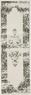 Produktbild von benuta Vintage Teppich Wohnzimmer Sia Creme/Grün 80x240 cm Wohnzimmerteppich Schlafzimmer weich orientalisch