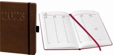 Produktbild von Buchkalender "V-book" - 1 Woche / 2 Seiten, A5, braun