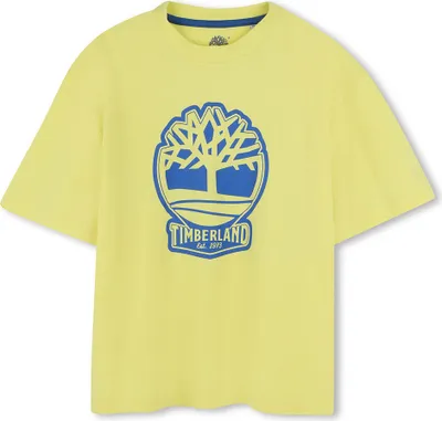 Image de T-shirt à manches courtes Timberland, modèle T60422, couleur jaune. Taille : 8 ans, couleur : jaune
