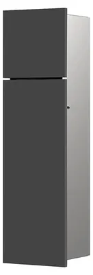 Produktbild von Asis Pure Unterputz-Schrankmodul, Badezimmerschrank als Toilettenpapier- und Klobürstenhalter, Hochschrank mit Push-to-Open-Funktion, grau matt, Anschlag rechts