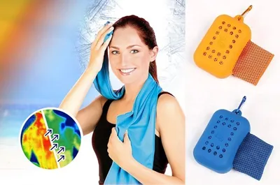 Produktbild von GKA Kühlendes Sporthandtuch Cooling Handtuch im wasserdichten Silikon Etui Ice Tuch Größe Handtuch 86 cm x 29 cm