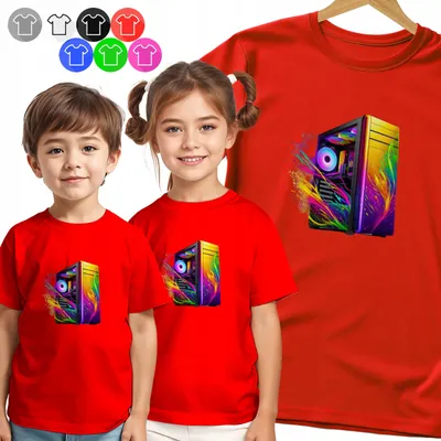 Obrázek produktu pro Dětské tričko - GAMING PC - OBUDOWA RGB pro chlapce WZÓR - S