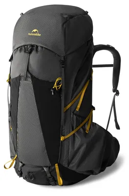 Trekkingrucksack 65 l, wasserdicht, mit Regenhülle, Schwarz