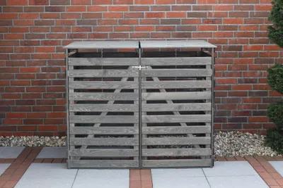 Produktbild von Mülltonnenbox Typ 2 - 2 Tonnen 92x148x122 cm Kiefer grau