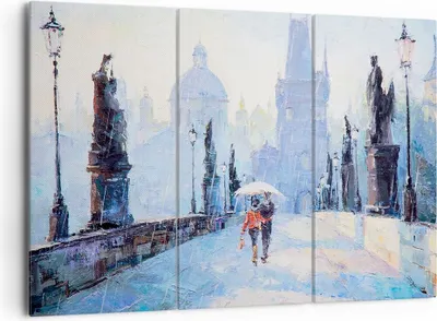 Produktbild von Bild auf Leinwand - Leinwandbild - Brücke Stadt Prag - 165x110cm - Wand Bild - Wanddeko - Leinwanddruck - Bilder - Kunstdruck - Wanddekoration - Leinwand bilder - Wandkunst - CE165x110-3416