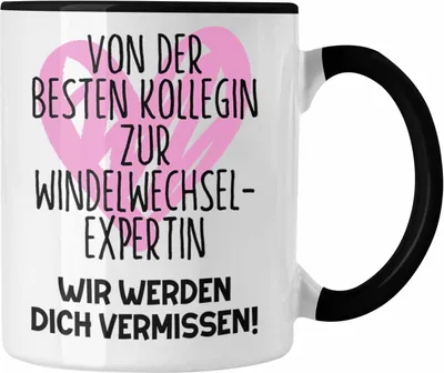 Produktbild von Trendation - Mutterschutz Geschenk Kollegin Tasse Abschied Werdende Mama Abschiedsgeschenk Arbeitskollegin Von Bester Kollegin Zur WIndelwechsel-Expertin (Schwarz)