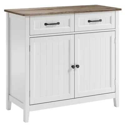 Produktbild von Küchen-Sideboard mit 2 Schubladen und 2 Türen, Arbeitsplatte, Grau