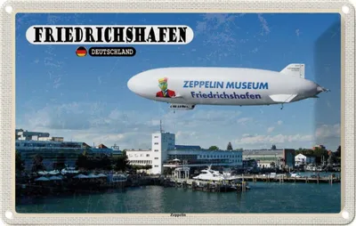 Produktbild von vianmo Blechschild 12x18 cm Friedrichshafen Zeppellin Abenteuer Reisen Urlaub