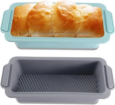 Produktbild von Famanu Silikon Brotbackform Set von 2 rechteckig antihaftbeschichtet BPA-frei für Brot und Kuchen