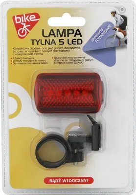 Zdjęcie produktu dla Tylne światło rowerowe pod siedzeniem 5 LED