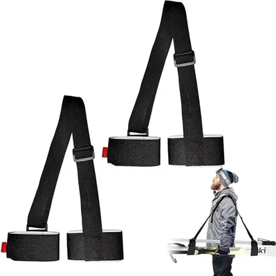 Produktbild von 2 Stück Ski Tragegurt Skirucksack, Verstellbare Snowboard Schultergurt Klettverschluss Ski Carrier Strap Wintersportzubehör für Einfachen Transport