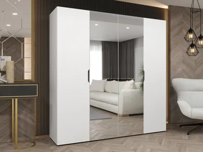 Produktbild von MIRJAN24 Kleiderschrank Malaga 200 mit Spiegel, Kleiderschrank, Garderobe (Farbe: Weiß, Größe: 200 cm)