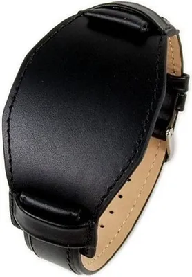 Produktbild von Minott | Uhrenarmband mit Unterlage 22mm Leder schwarz | 203162210