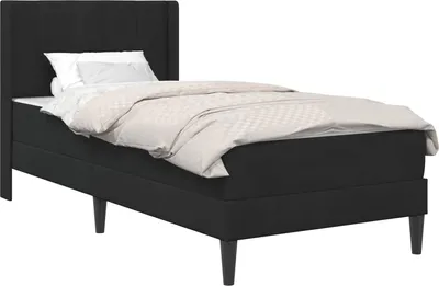 Produktbild von Bettgestell mit Matratze mit Kopfteil Schwarz 90 x 200 cm Samt