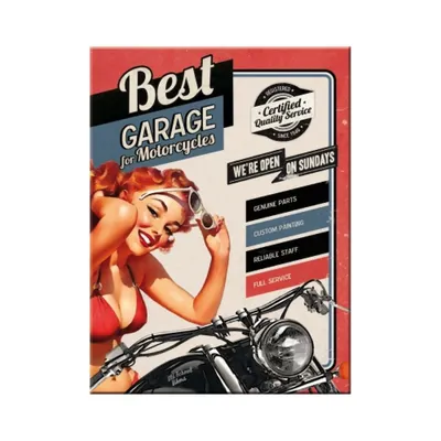 Image de Nostalgic-Art - Aimant 6 x 8 cm - Meilleur garage - Meilleur garage - Rouge