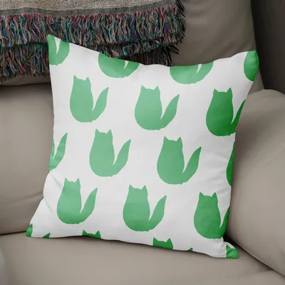 Dekokissenbezug 43x43 cm Grün-Weiß Polycotton Reißverschluss