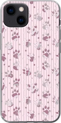 Produktbild von MuchoWow® Handyhülle Schutzhülle Hülle für Telefoonhoesje iPhone 13 Hund - Rosa - Muster - Lila - Mädchen - Kinder - Kinder Silikon Softcase Handy Hülle - Karteninhaber