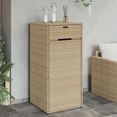 Produktbild von vidaXL Zahradní skříňka béžová 55x55x111 cm Poly ratan