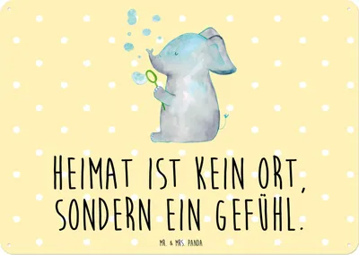 Produktbild von Mr. & Mrs. Panda tafel Elefant Seifenblasen DIN A3 - Gelb Pastell - Geschenk, Liebe, Blechschild, Liebesspruch, Wandbild, Rüsseltier, Schild, Lustige Sprüche, Türschild