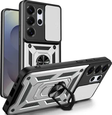 Produktbild von Outdoor Panzer Hülle für Samsung Galaxy S26 Ultra mit Kameraschutz Ringhalter Silber